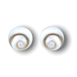 Silver Stud Earrings Shiva Eye Shell - 925 Sterling - Natural Jewellery - Earrings Operculum Round