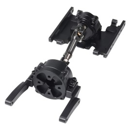 Metal Front Planetary Gearbox Transfer Case Transmission Drive Shaft Skid Plate Set for 1/10 RC Rock Crawler SCX10 II 90046 Chassis Metal Prefixal Gearbox Upgrade (Black)