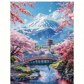 Mount Fuji 5D Diamond Painting, Landscape Diamond Art Kits for Adults, DIY Diamond Painting Adult Crafts Kits for Beginner Gift and Home Wall Decor 12x16 Inch