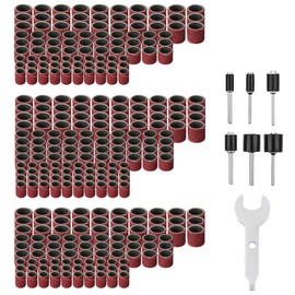 307 Pieces Sanding Drum Set with 300 x Drum Sanding Belt Sleeves (80#120#240#), 6 x Drum Mandrels (2.35mm 3.17mm) and 1x Double Wrench for Dremel Rotary Tool Nail Drill Bits