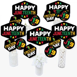 Big Dot of Happiness Happy Juneteenth - Freedom Day Party Centerpiece Sticks - Table Toppers - Set of 15