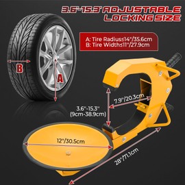 NATGAI Trailer Wheel Lock Clamp Set | 2 Pack Heavy-Duty Adjustable Car Tire Boot Lock, Anti-Theft Tire Lock for Cars, Trucks, RVs, and Trailers, Trailer Wheel Lock with Dual Keys Security (2 Pack)