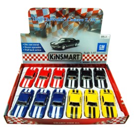 Kinsmart 1967 CHEVY CAMARO Z/28 DIECAST CAR BOX OF 12 1/37 SCALE DIECAST CARS, ASSORTED