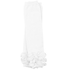 juDanzy ruffled leg warmers for baby or toddler girls (One Size (12 pounds to 10 years), Solid White Triple Ruffle)
