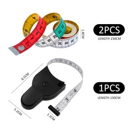 2 Rolls Of Soft Tape Measure And 1 Piece Of Automatic Retractable Tape Measure, Garment Measuring Tape, Sewing Ruler, Mini Portable Ruler, Body Measuring Tape