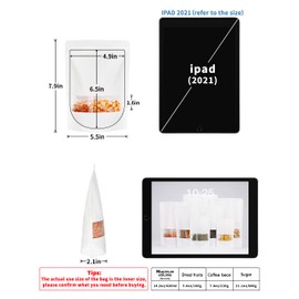 100 Pcs White Kraft Paper Bags with Window, 5.5" x 7.9" Stand Up Pouches Bags, Zip Lock Food Storage Bags for Packaging Products, Reusable, Sealable