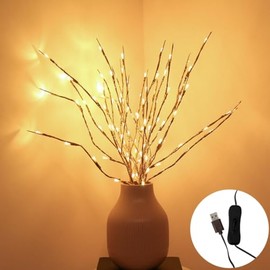 Ulalaza 30.3'' 6 Branches 120 LED Bulbs Twig Lamp USB Operated LED Lighted Willow Branches Vase Fillers Use for Christmas Home Party Decoration Indoor Outdoor