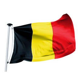 FLAGLY Premium Belgium Flag 100 x 150 cm - Ship Flag Cloth, 160 g/m² Fabric Weight - Handmade, Robust and Weather-Resistant with Eyelets (100 x 150 cm, Belgium)