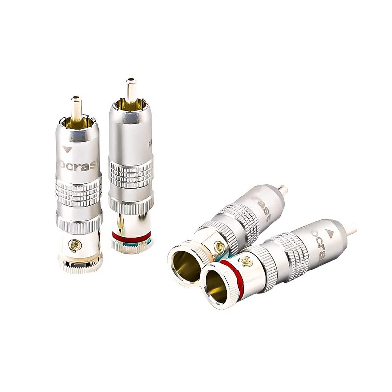 Brollitest 4PCS Silver Plated RCA Male Plug, RCA Plug Welded