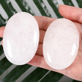 QINJIEJIE Large Clear Quartz 2.4 Inch Oval Crystal Natural Crystals Gemstones Worry Stones Worry Stones Polished Stones Reiki Stones for Anxiety Relieve Yoga Meditation Decoration 1 Piece