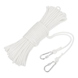sourcing map 30m Hollow Braided Polypropylene Anchor Rope with Hook, 6mm Nylon Floating Line for Marine Pool Life Boat Anchor Rope, White