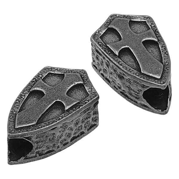 DICOSMETIC Pack of 2 Brass Paracord Beads Cross Shield Lanyard