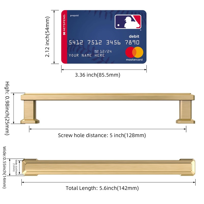 FURNIWARE 10 Pack 5"(128mm) Hole Center Champagne Bronze Stepped Kitchen