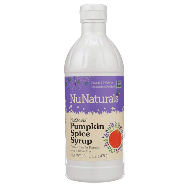 NuNaturals Premium Plant Based Pumpkin Spice Syrup, Sugar-Free, Stevia Sweetened, 16 Ounce