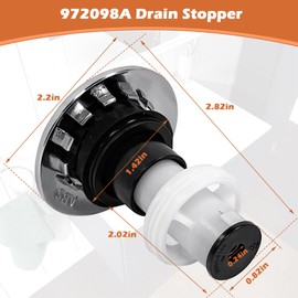 972098A Drain Stopper Polished Chrome Sink Stopper, Drain Sink Plug Part Push & Seal Drain Stopper Assembly 35338-06XX