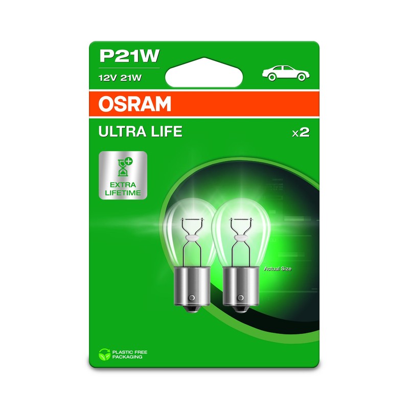 OSRAM ULTRA LIFE, P21W, Double Blister, (2 lamps), white