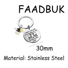 FAADBUK Funny Cows Keychain Cows Lover Gift Cows Owner Keychain Farmer Gift, Small, Metal, stainless-steel,