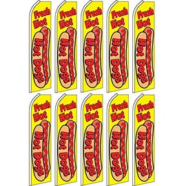 10 Swooper Flutter Flags FRESH HOT Hot Dogs Yellow Red