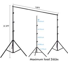 SLOW DOLPHIN 10 x 8.5 ft Photography Photo Video Studio Background Stand Support Kit with Muslin Backdrop (White Black), 5500K 85W LED Blub, Umbrella Lighting Kit for Studio, Portrait, Video Shooting