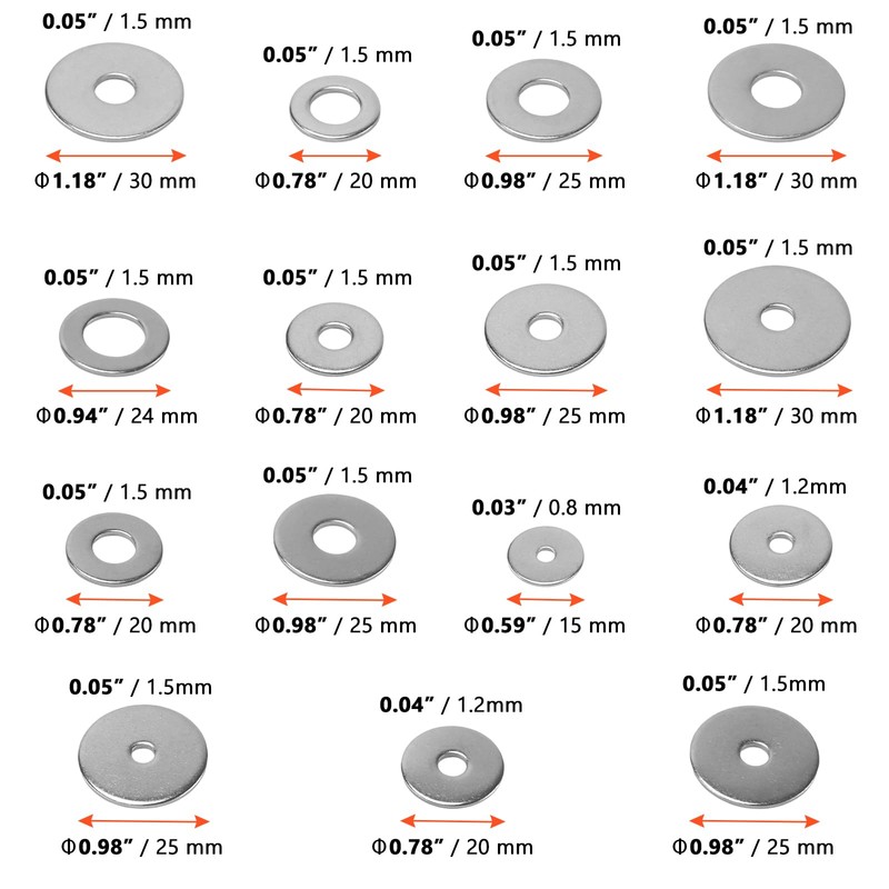 SINJEUN 460 Pieces M3 M4 M5 M6 M8 M10 M12