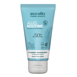eco elio LSF 50+ nachhaltige Sonnencreme 75ml "Alles Routine" I Sonnencreme ohne Octocrylene und Mikroplastik I Sunscreen Face Sonnencreme Gesicht 50+ I Sonnencreme Reisegröße I Sonnencreme Körper 50+