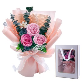 Preserved Flower Bouquet Pink Bouquet Flowers with Gift Box Eternal Roses for Women Mom Wife Girlfriend Grandma Gift for Valentine Anniversary Birthday Christmas for Delivery