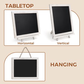 SELEAD Small Magnetic Chalkboard Words Sign Board - 10x12 Inch Tabletop/Hanging Vintage White Solid Wood Frame Chalk Board with Stand, Message Menu Board for Cafe, Business, Wedding