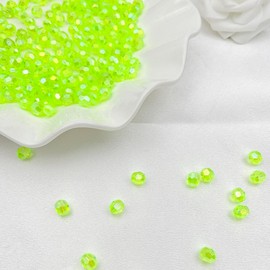 Mulutoo 400 Pcs 8MM AB Color Crystal Acrylic Beads Round Faceted Crystal Plastic Bead Spacer Beads for Jewelry Making, Bracelets Necklaces Earrings Wind Chimes Suncatchers(404 - Fluorescent GreenAB)
