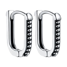 OIDEA Gothic Hoop Earrings for Men Women: Silver Vintage Punk Circle Twist Rectangle Chunky Hoop Earrings Stainless Steel Huggie Hoop Dangle Earrings Jewelry Gifts