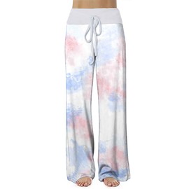 iChunhua Comfy Clothes Pants for Women Tie-Dyed Maternity Pants with Drawstring Tie-Dyed White/X-Large