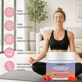Magnesium L-Threonate Supplement Gummies, Magnesium Bisglycinate Gummies, Restful Sleep & Calm Focus Support, Supports Sleep, Nerve & Muscle Relaxation, Bone Health Support, Vegan, Raspberry