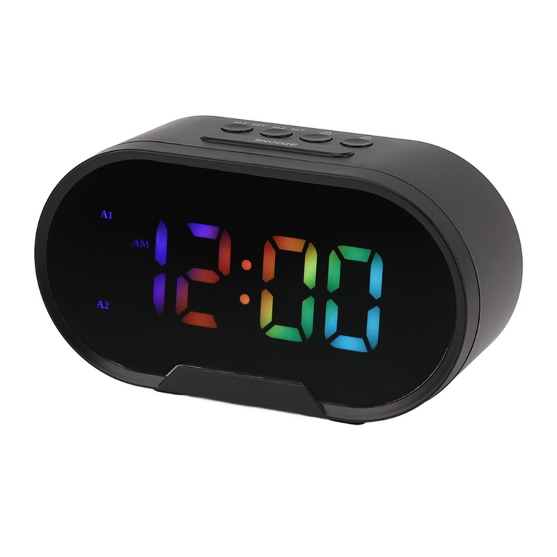 Digital Clock LED Alarm Big Digits Color Display Dimmable Adjustable