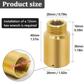 lyualma Brass Extension Fitting G1/2 Inch x 30 mm Connection Extension Thread Fitting Brass Tap Extension for Heating and Drinking Water Installation Pack of 2