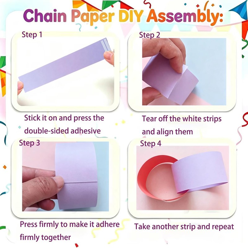 Rainbow Paper Chain Garland Party Decorations Include 400 Sheet Paper