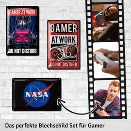 LANOLU Tin Signs Retro Set of 3, Metal Signs with Sayings, Signs with Sayings Funny, Gaming Sign, Gamer Gift, Gaming Zone, Decoration Made of Metal in Set