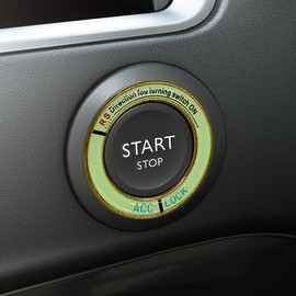 UHANBUT Luminous Car Engine Start Ring Sticker, Car Key Ignition & Knob Trim Ring Cover Glow in The Dark, Universal Vehicle Push to Start Button Decoration Accessories for Man Women (Gold)