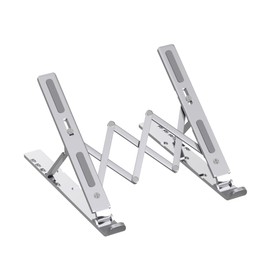 ZEPTRON Laptop Stand for Desk, 6 Level Height Adjustable Laptop Riser Aluminum Ergonomic Foldable Portable Tablet Holder, Notebook Stand for MacBook, Lenovo, Dell, HP, More 10-15.6” Laptops- Silver