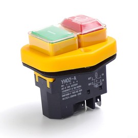 EasyByMall KJD17B AC220V 18A Waterproof Magnetic Push Button Switch 4 Pin IP55 5E4 Yellow Black