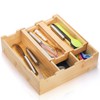 Okllen Bamboo Kitchen Drawer Organizer, Stackable 2-Tier Utensil Drawer Organizer