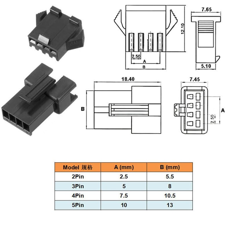SSZYMAOYI 200pcs Small Housing Connector Wiring Terminals 2Pin 3Pin 4Pin