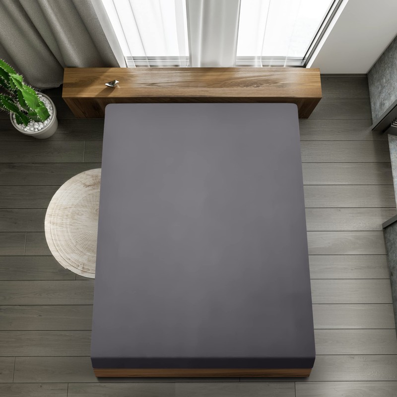 Utopia Bedding Fitted Sheet Double, Grey - Deep Pocket 14