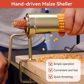 Cyrank Handliches Maisschälgerät, Trockener Maisschäler Für Popcorn, Handkurbel-Maisdrescher, Befestigt auf Einem Holzbrett, Schnelles Maiskolben-Stripper-Werkzeug Für Bauernhöfe Und Familien