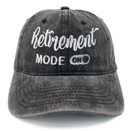 J.Ehonace Retirement Gift Hat for Men & Women - Retirement Mode On Washed Cotton Baseball Cap - Funny Gift for Dad, Grandpa - Classic Design for Retirement Parties & Birthdays
