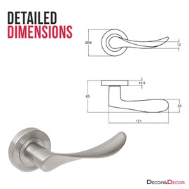 Decoranddecor Brushed Chrome Door Handle Levers Aluminium Alloy Handles Lever with Fixings and Accessories (Latch and Hinge Kit)