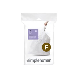 simplehuman simplehuman Code F Custom Fit Drawstring Trash Bags in Dispenser Packs, 20 Count, 25-30 Liter / 6.6-8 Gallon, White