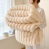 Luxury Cream Faux Rabbit Fur Sleep Blanket - Super Soft,