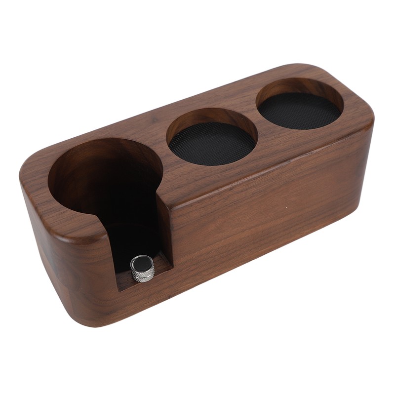Coffee Tamper Holder 3 Holes Walnut Wood Prevent Slip Stable