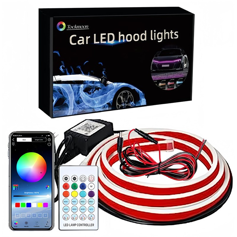 Car led Hood Lights,Multicolor 120modes (79 Inch) 12V, Engine Hood