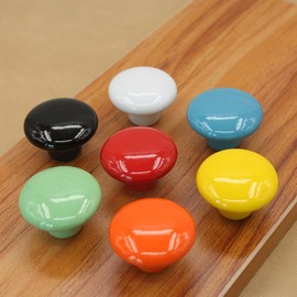 Ceramic Round Cabinet Handles Drawer Pulls Round Door Knobs For Kid's Room Bedroom Door Cabinet Cupboard Wardrobe Pulls-10 PACK