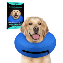 Supet Inflatable Dog Cone Collar Alternative After Surgery, Dog Neck Donut Collar Recovery E Collar to Stop Licking, Soft Dog Cone for Medium Large Dogs